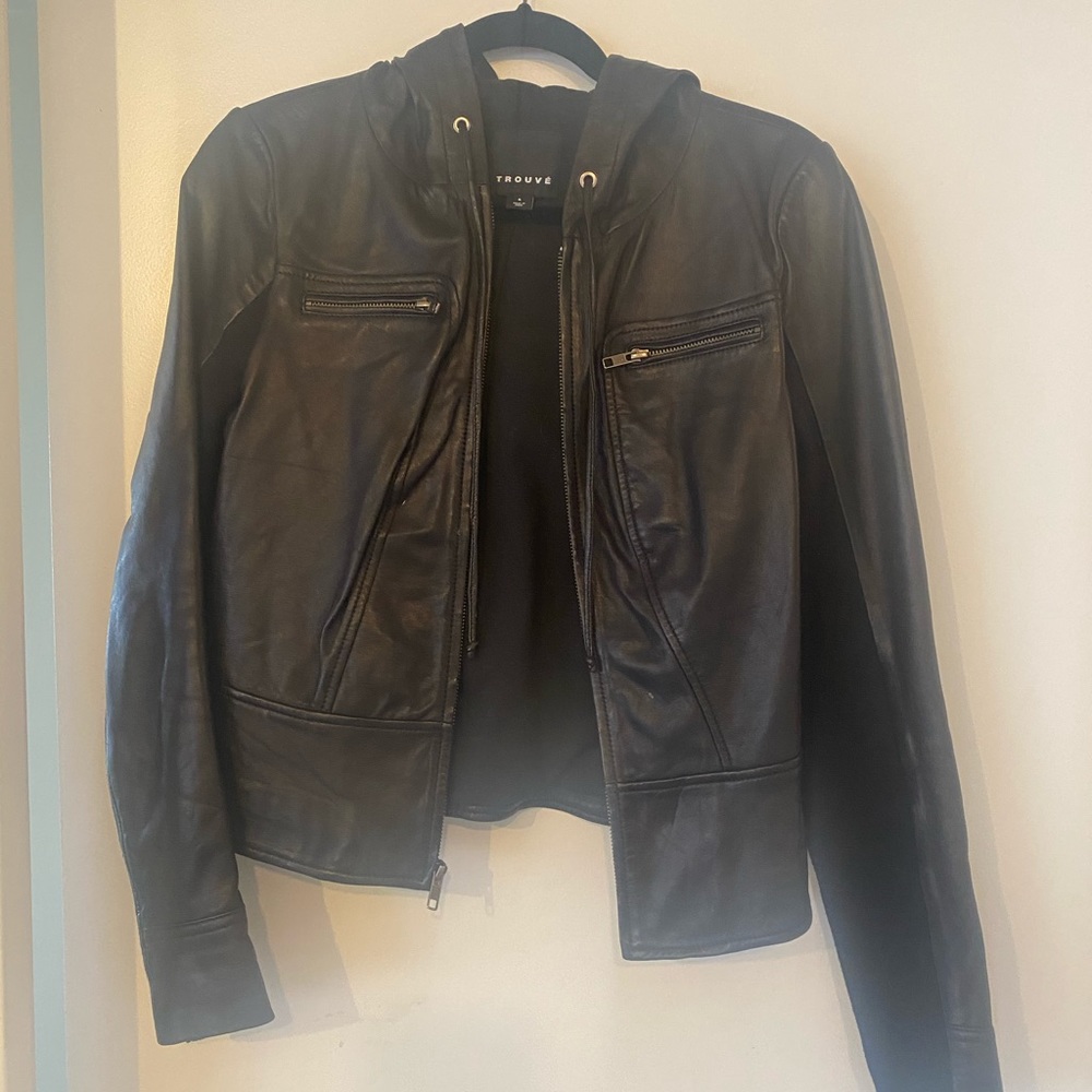 Trouve black leather jacket